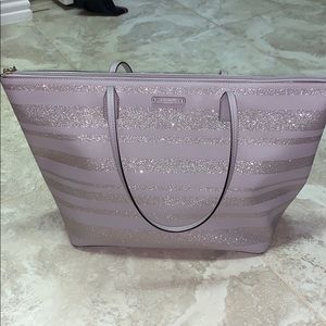 Kate Spade Tote Zipped Bag Purse Grey Lavender